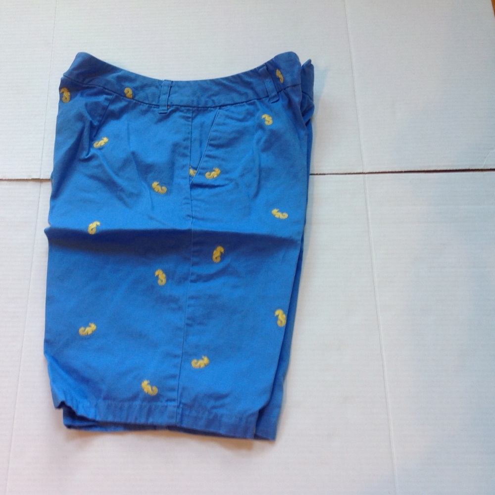 Bamboo Traders Blue Yellow Seahorse Shorts Khaki